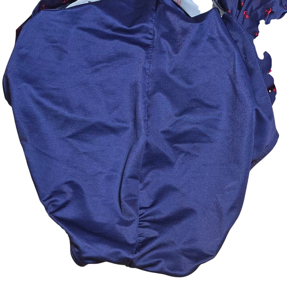Miraclesuit Breezy Blouson One Piece Swimsuit Blue/Red Anchors Nautical Size 12 - Picture 6 of 8